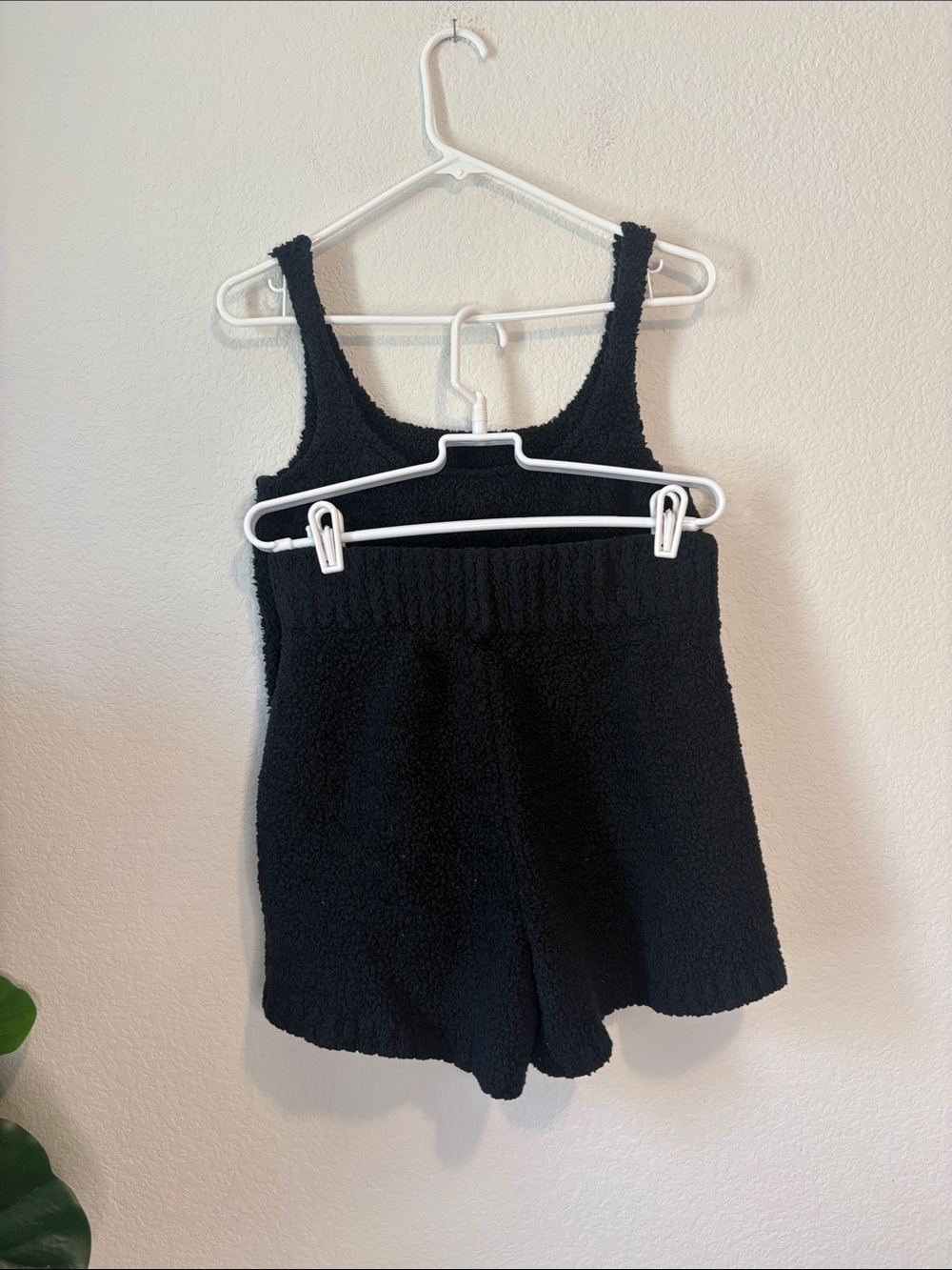 SKIMS Black Plush crop Tank & Shorts Loungewear Set L/XL